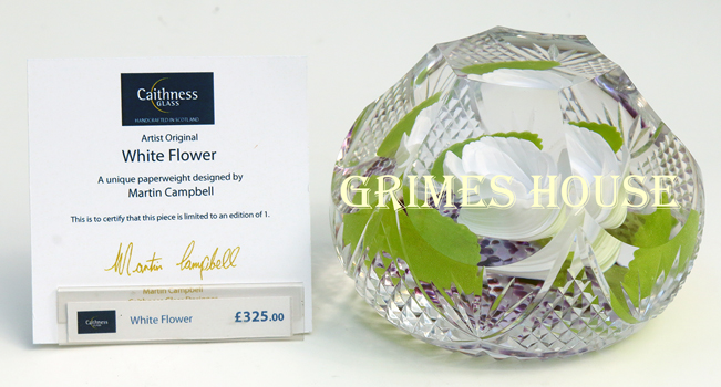 Caithness glass paperweight Artist original WHITE FLOWER